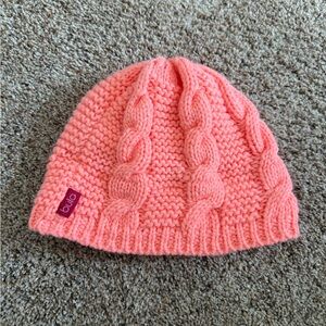 Bula Neon Pink Cable Knit Beanie Hat Fleece Lined Ski Snowboard Winter